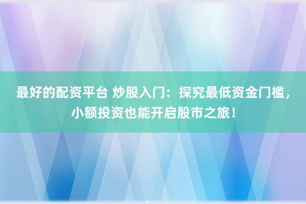最好的配资平台 炒股入门：探究最低资金门槛，小额投资也能开启股市之旅！