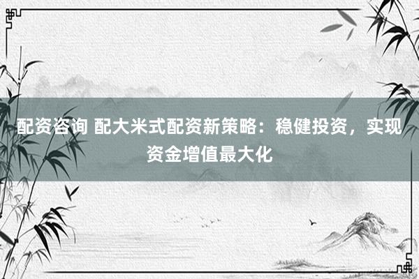 配资咨询 配大米式配资新策略：稳健投资，实现资金增值最大化