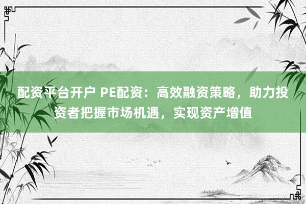 配资平台开户 PE配资：高效融资策略，助力投资者把握市场机遇，实现资产增值