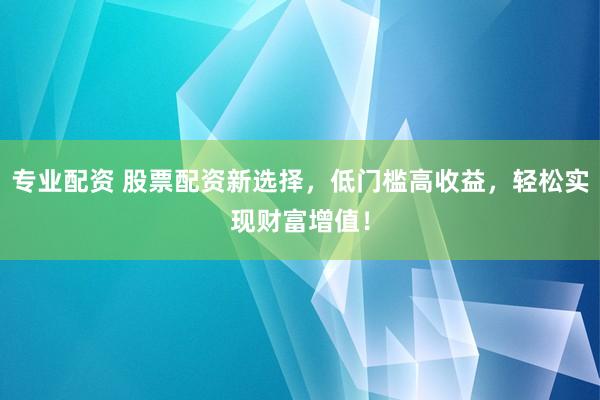 专业配资 股票配资新选择，低门槛高收益，轻松实现财富增值！