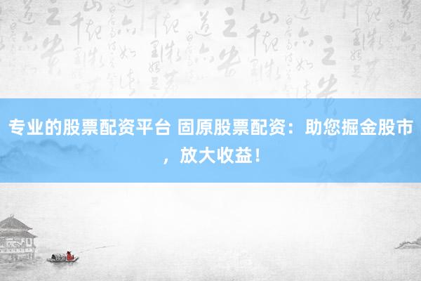 专业的股票配资平台 固原股票配资：助您掘金股市，放大收益！