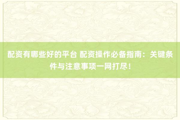 配资有哪些好的平台 配资操作必备指南：关键条件与注意事项一网打尽！