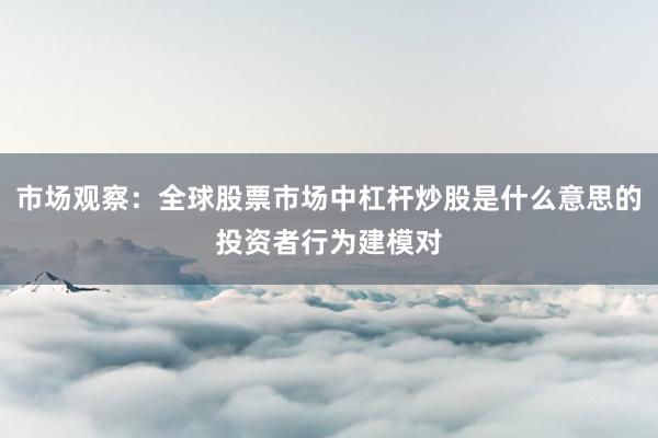 市场观察:全球股票市场中杠杆炒股是什么意思的投资者行为建模对