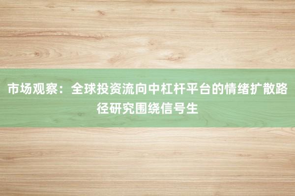 市场观察:全球投资流向中杠杆平台的情绪扩散路径研究围绕信号生