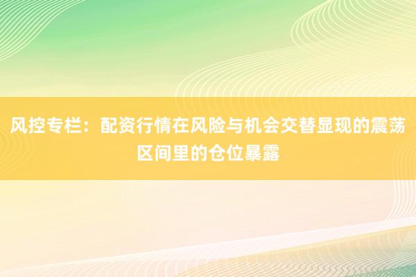 风控专栏：配资行情在风险与机会交替显现的震荡区间里的仓位暴露