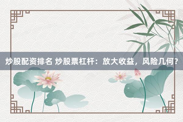 炒股配资排名 炒股票杠杆：放大收益，风险几何？