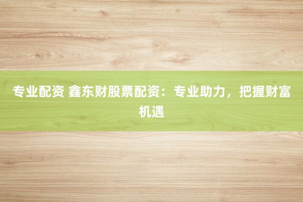 专业配资 鑫东财股票配资：专业助力，把握财富机遇