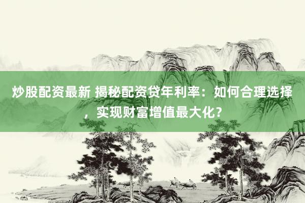 炒股配资最新 揭秘配资贷年利率：如何合理选择，实现财富增值最大化？