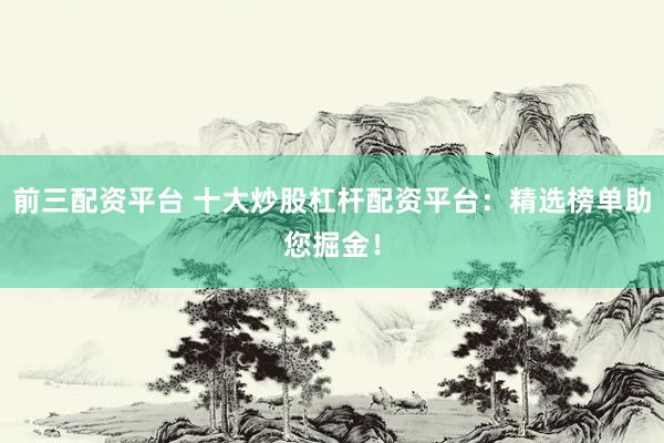 前三配资平台 十大炒股杠杆配资平台：精选榜单助您掘金！