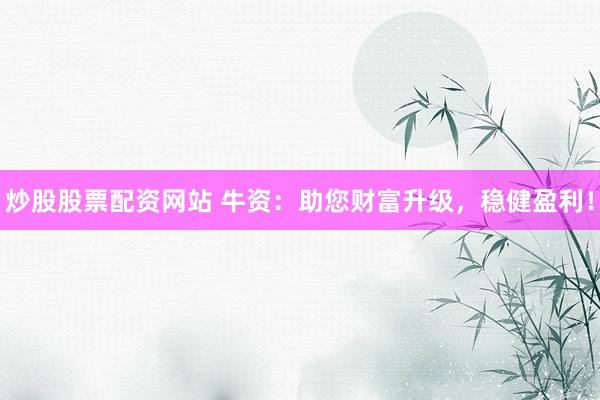 炒股股票配资网站 牛资：助您财富升级，稳健盈利！